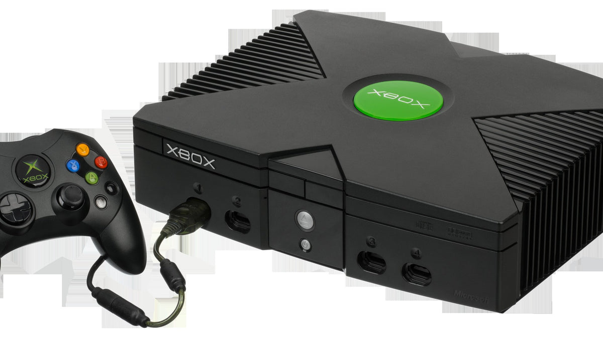 Consola Xbox original de 2001 com o comando Duke, que inspira o novo comando X25 dos 25 anos da Xbox