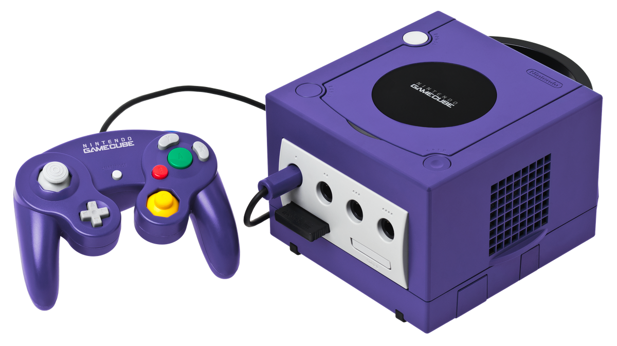 Consola Nintendo GameCube roxa com comando, a celebrar 25 anos em 2026