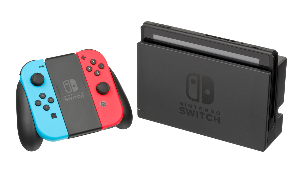 Nintendo Switch original docada com Joy-Con, consola que deixa de ser vendida na Europa em 2027
