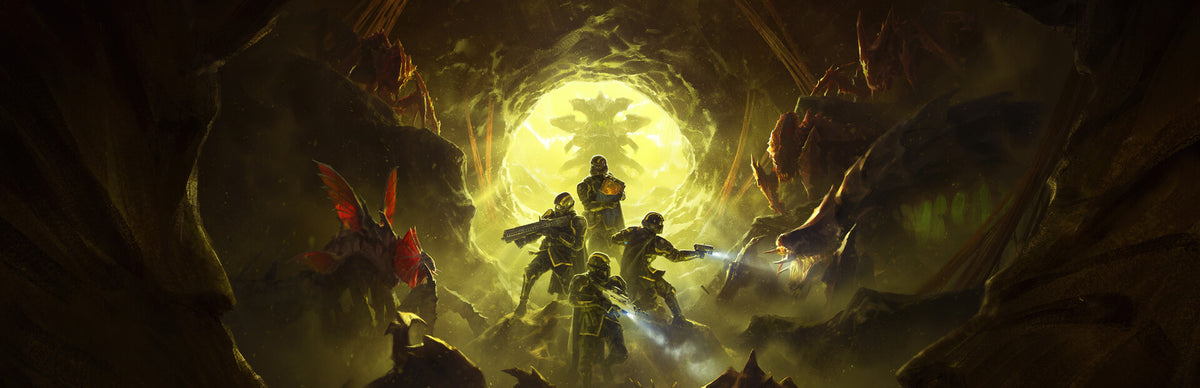 Helldivers 2 key art oficial, disponível agora no catálogo PS Plus Extra
