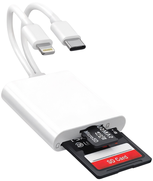 Leitor de cartões Lightning e USB-C
